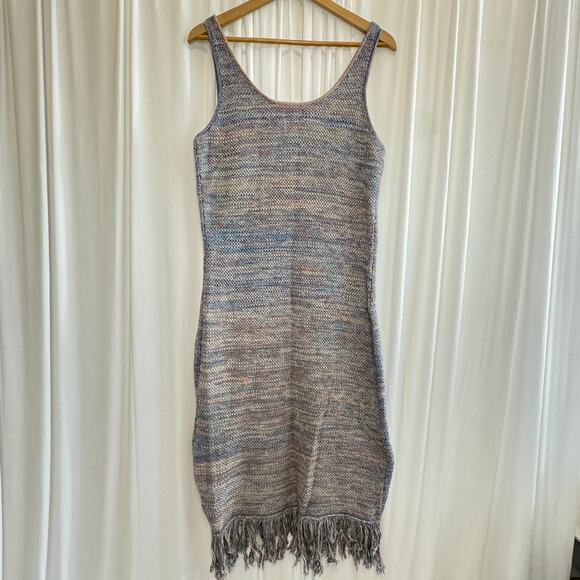 FUTURE COLLECTIVE w Alani Noelle Knit Fringe Midi Tank Dress XXL Boho Multicolor - Picture 2 of 7
